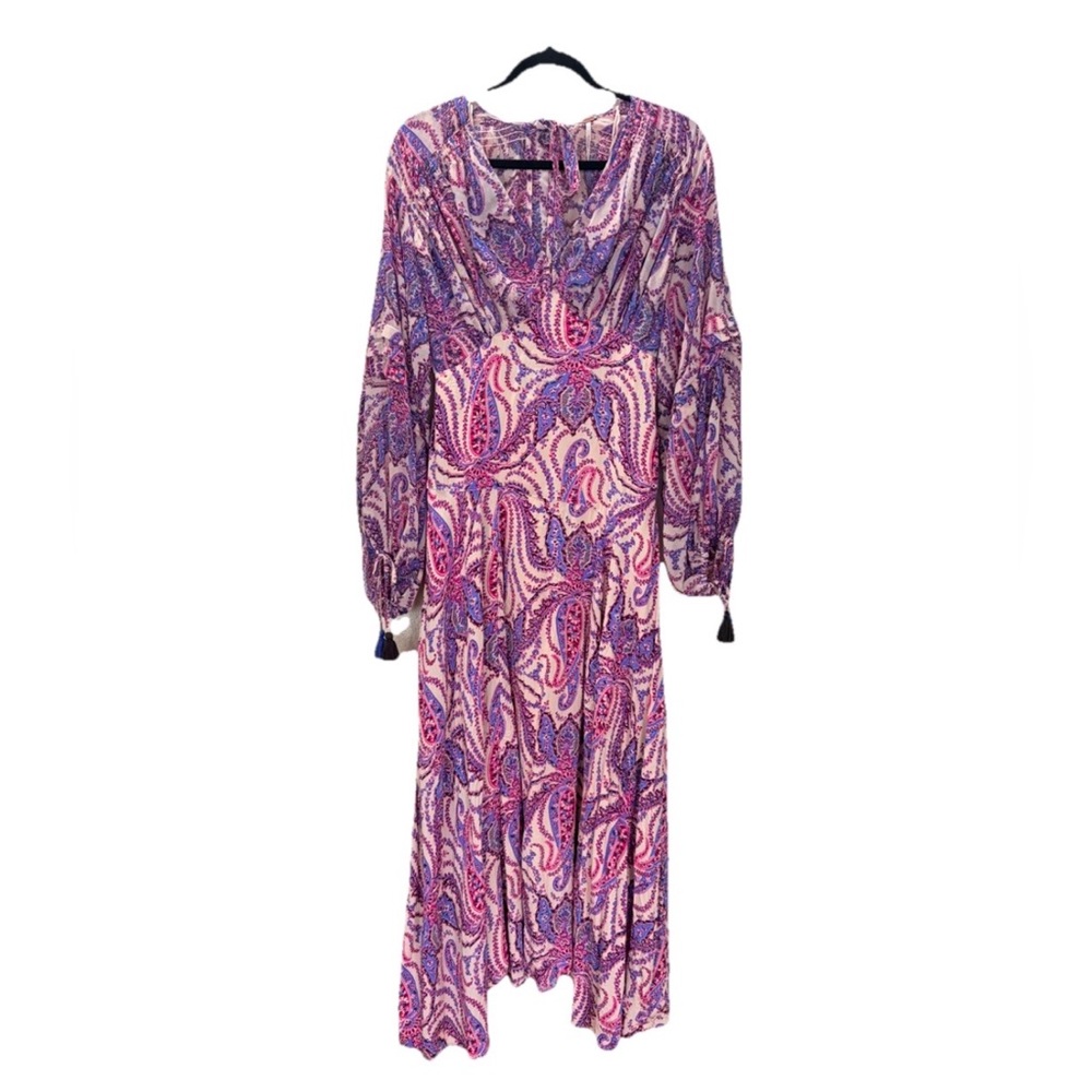 Free People Mirage Paisley Boho Maxi Dress Size 4 Small Western  Wedding Guest - Picture 5 of 12